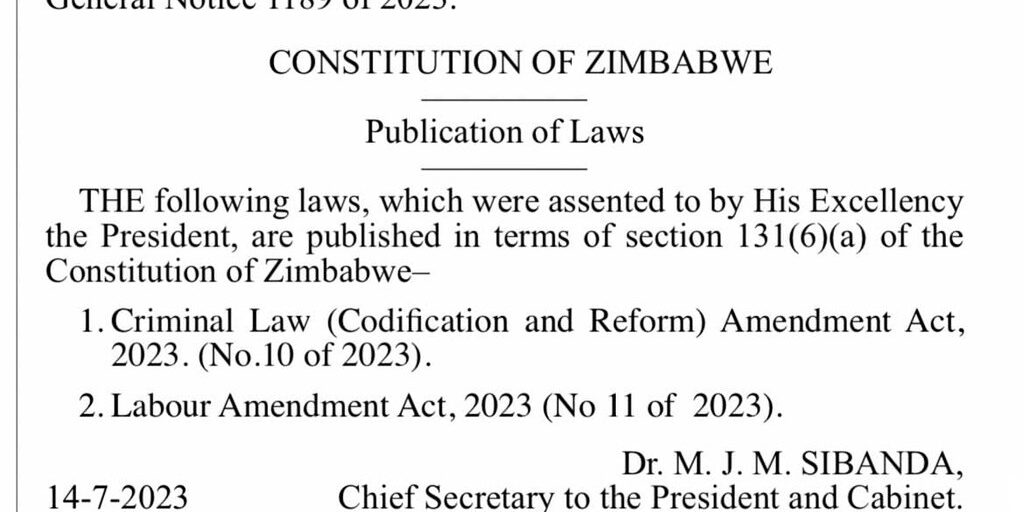 Labour Amendment Act No. 11 of 2023
